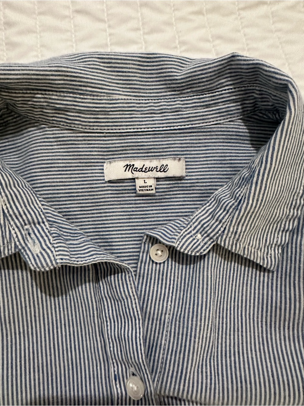 Madewell Blue and White Pinstripe Button-Down Shirt - Picture 4 of 8